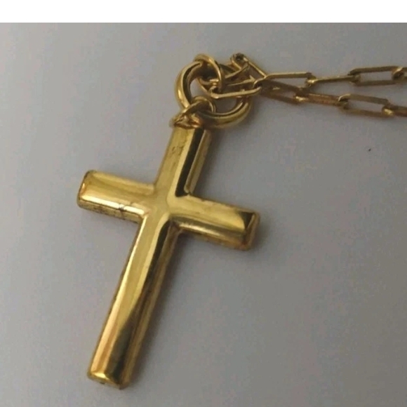 Stamped 14K GF 1/20 Necklace w/Cross Pendant Religious Jesus - Picture 2 of 6